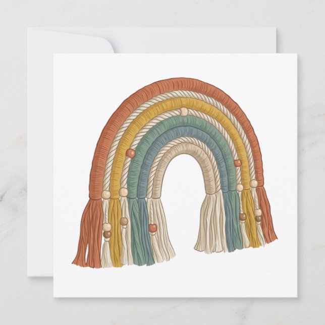 Minimalist Boho Macramé Rainbow Thank You Card (Front)