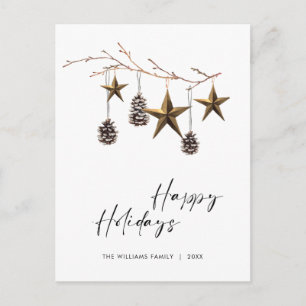 Minimalist Boho Merry Christmas Greeting Holiday Postcard