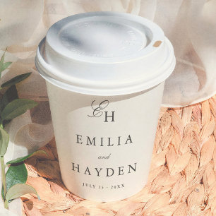 Minimalist Boho Monogram Wedding Paper Cups