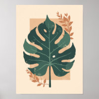 Minimalist Boho Monstera Leaf Wall Art