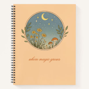 Minimalist Boho Moon Design Notebook