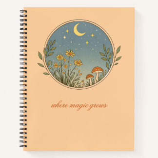 Minimalist Boho Moon Design Notebook