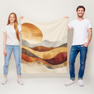 Minimalist Boho Nature - Warm Earth Tones Fleece Blanket