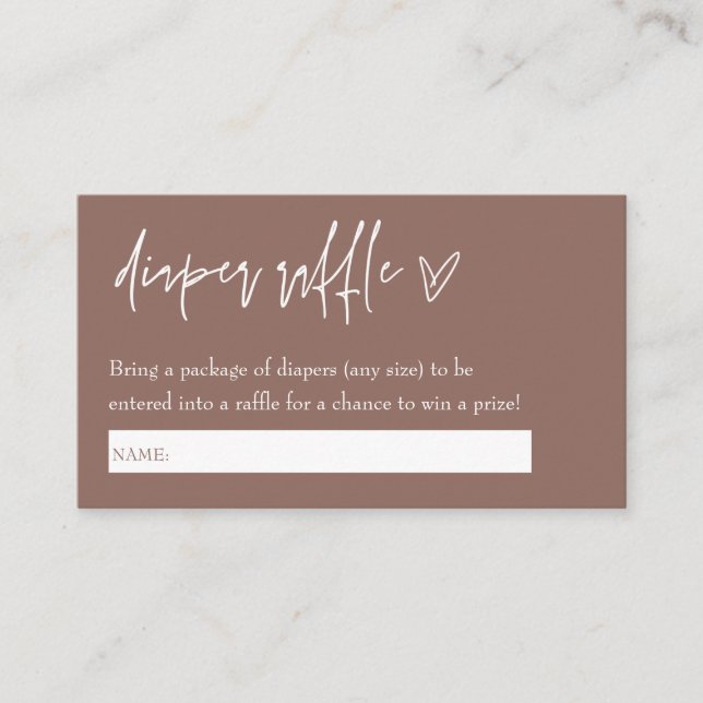 Minimalist Boho Neutral Hello Baby Diaper Raffle   Enclosure Card (Front)