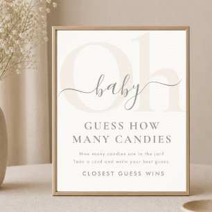 Minimalist Boho Oh Baby Shower Game Guess How Many Poster