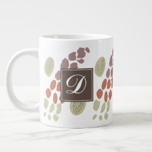 Minimalist Boho Organic Nature Botanical Monogram Large Coffee Mug
