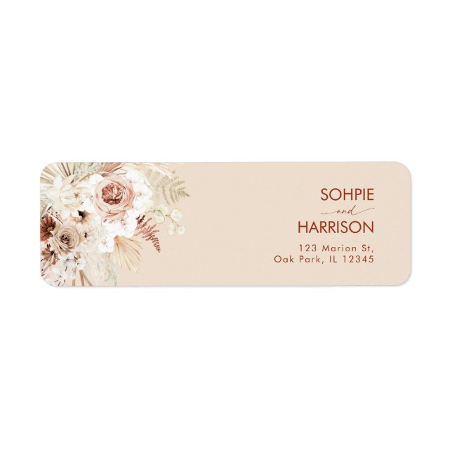 Minimalist Boho Pampas Grass  Return Address Label (Front)