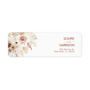 Minimalist Boho Pampas Grass  Return Address Label