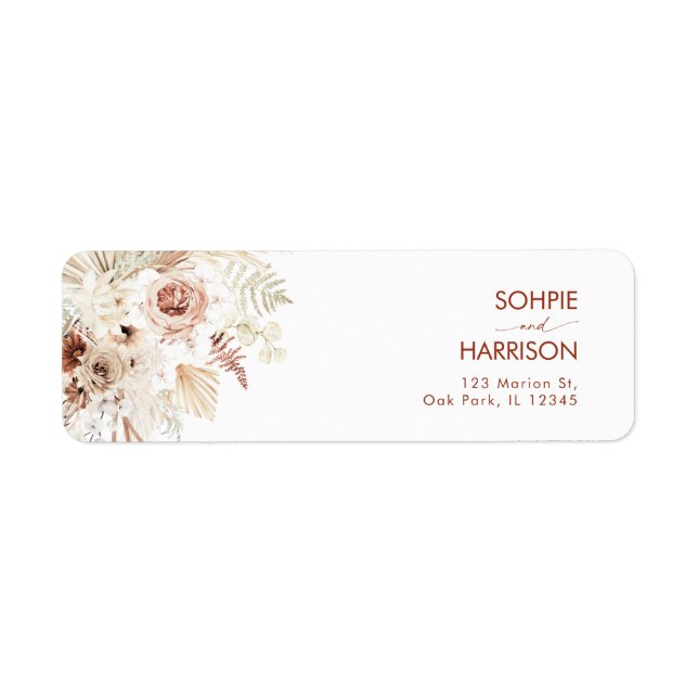 Minimalist Boho Pampas Grass  Return Address Label (Front)