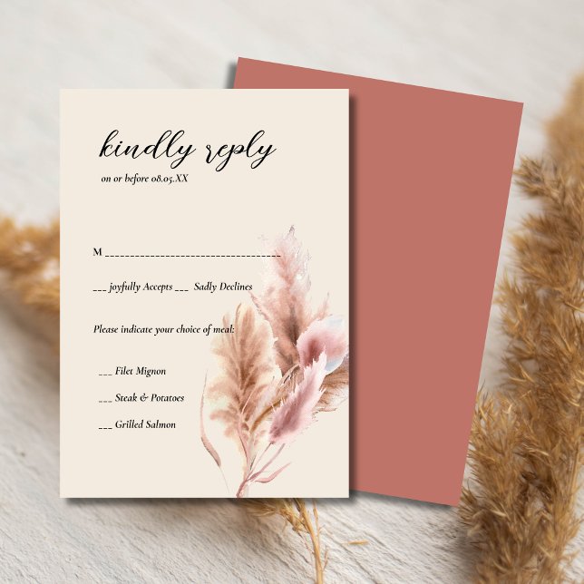 Minimalist boho pampas grass RSVP cards (Creator Uploaded)