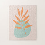 Minimalist Boho Pastel Floral Abstract Art Jigsaw Puzzle<br><div class="desc">This stylish puzzle features a pretty minimalist boho style floral illustration combined with abstract shapes in pastel blush pink,  orange,  and aqua blue.</div>