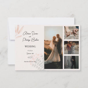Minimalist Boho Photo Collage Wedding RSVP Card