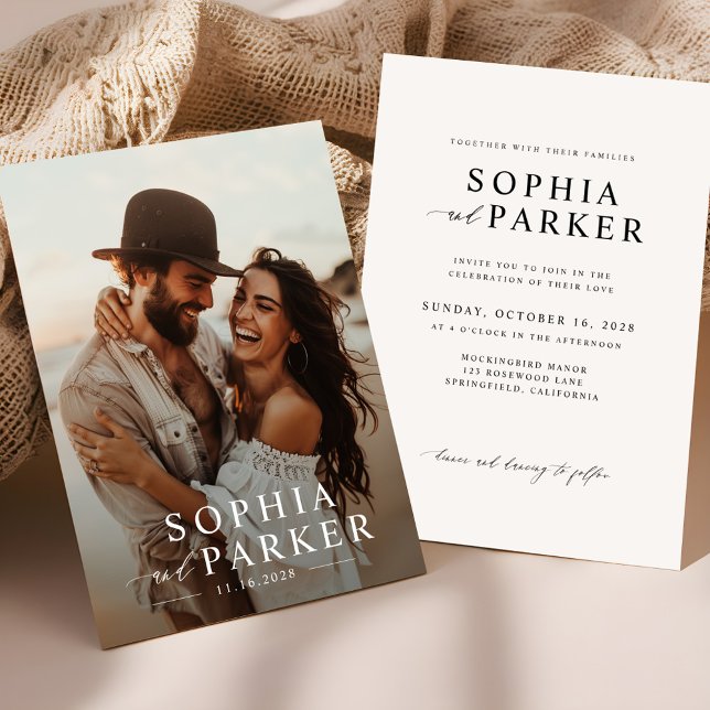 Minimalist Boho Photo Wedding Invite (Creator Uploaded)