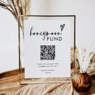 Minimalist Boho Qr Code Honeymoon Fund Poster