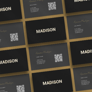 Minimalist Boho QR Code Modern Business Card