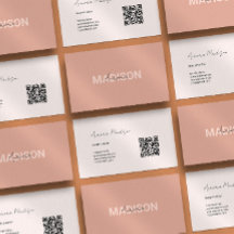 Minimalist Boho QR Code Modern Business Card
