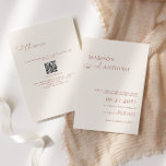 Minimalist Boho QR Code RSVP All In One Wedding Invitation<br><div class="desc">Minimalist & modern terracotta script wedding invitation featuring handwritten calligraphy and large date number for modern yet classic and sophisticated wedding with QR code and more detailed information on the back.</div>
