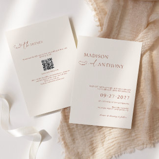 Minimalist Boho QR Code RSVP All In One Wedding Invitation