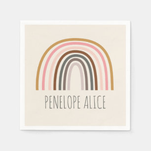 Minimalist Boho Rainbow Drawing Personalised  Napkin