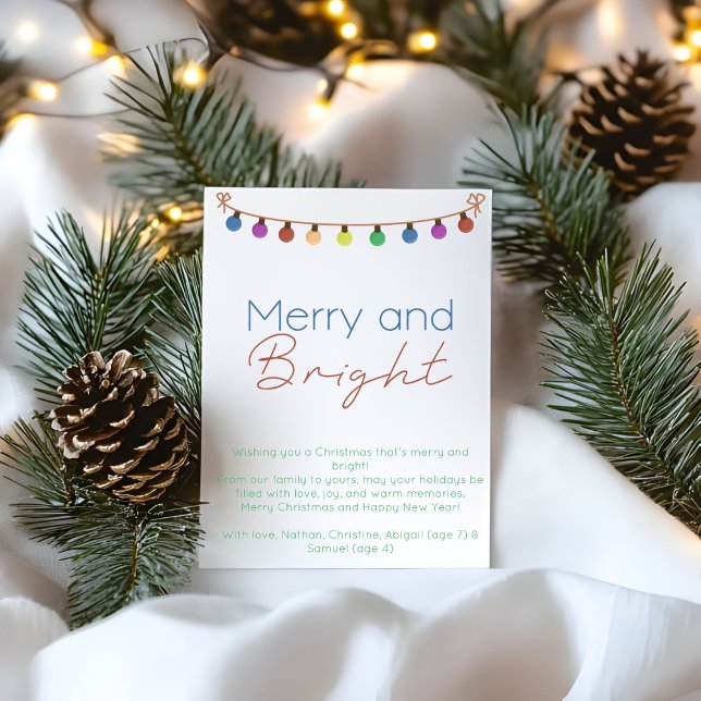 Minimalist Boho Rainbow Hanging Christmas Lights Holiday Card (Creator Uploaded)