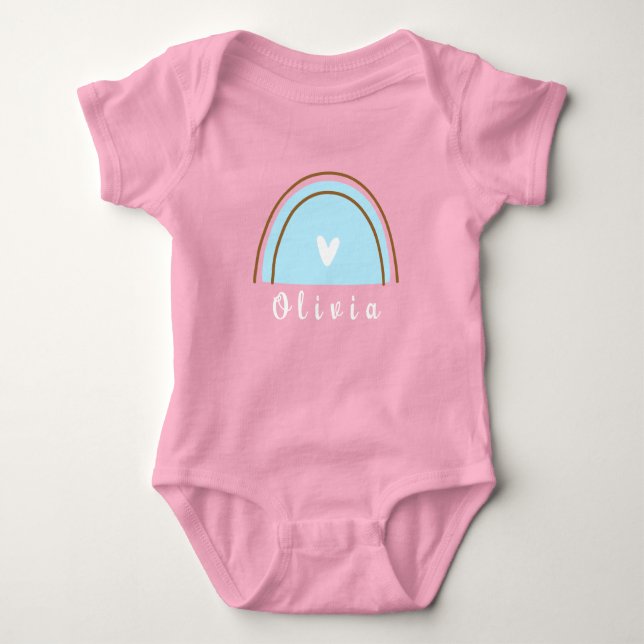 Minimalist Boho Rainbow with Personalised Name  Baby Bodysuit (Front)