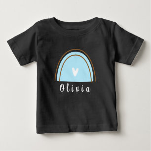 Minimalist Boho Rainbow with Personalised Name  Baby T-Shirt