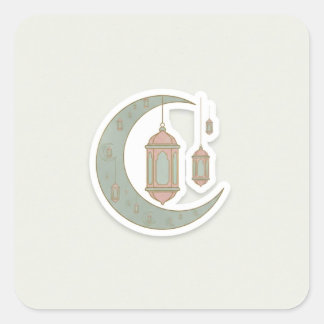 Minimalist Boho Ramadan Moon & Lantern Sticker