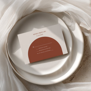Minimalist Boho Retro Terracotta Arch Wedding RSVP Card