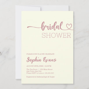 Minimalist Boho Rose Gold Cream Bridal Shower Invitation