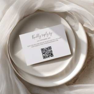 Minimalist Boho Sage Green Arch QR Code RSVP Card