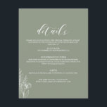 Minimalist Boho Sage Green Elegant Wedding Details Enclosure Card<br><div class="desc">Minimalist Boho Sage Green Elegant Wedding Details Enclosure Card. Monogram at the back. Check the collection for more matching items.</div>