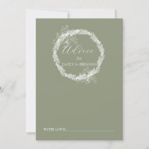 Minimalist Boho Sage Green wedding Advice Card