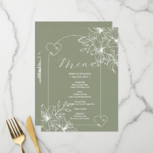 Minimalist Boho Sage Green wedding Menu