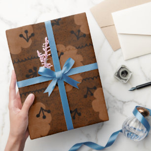 MINIMALIST BOHO SKY DESIGN BROWN CLOUD PATTERN WRAPPING PAPER