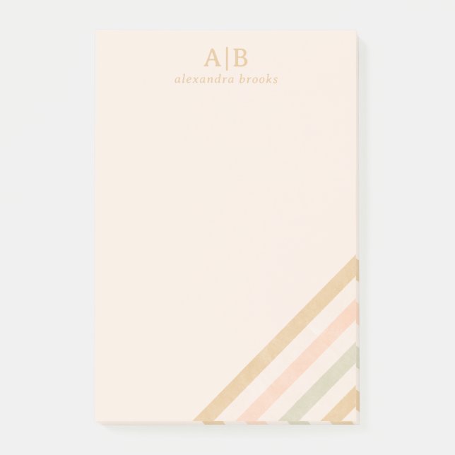 Minimalist Boho Stripe | Earthy Personalised Post-it Notes (Front)