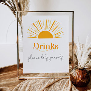 Minimalist boho sun Drinks Poster