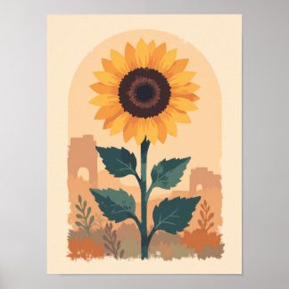 Minimalist Boho sunflower Poster