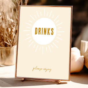 Minimalist Boho Sunshine Baby Shower Drinks Sign