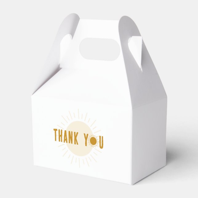 Minimalist Boho Sunshine Baby Shower Favour Boxes (Front Side)