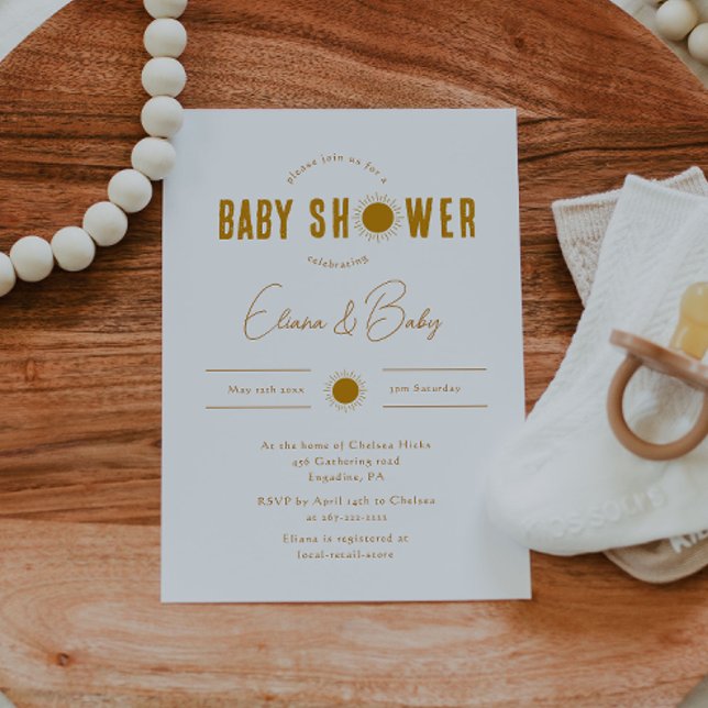 Minimalist Boho Sunshine Baby Shower Invitation (Creator Uploaded)