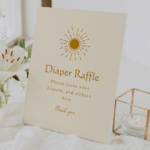 Minimalist Boho Sunshine Diaper Raffle Baby Shower Pedestal Sign