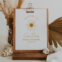 Minimalist Boho Sunshine Welcome Baby Shower Sign