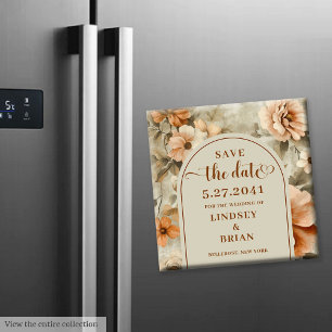 Minimalist Boho Terra Cotta Beige Sage Save Date Magnet