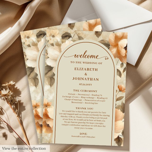 Minimalist Boho Terra Cotta Beige Sage Wedding  Program (Minimalist Boho Terra Cotta Beige Sage Wedding Program)