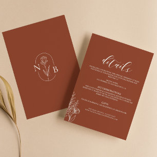 Minimalist Boho Terracotta Burnt Orange Wedding Enclosure Card
