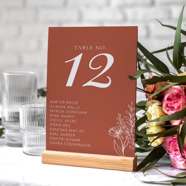 Minimalist Boho Terracotta Burnt Orange Wedding Table Number (Creator Uploaded)
