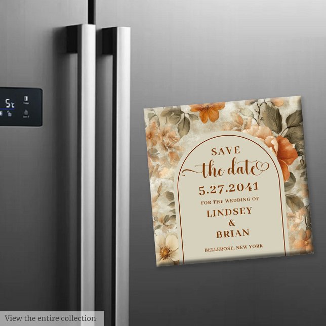 Minimalist Boho Terracotta Ivory Olive Save Date Magnet (Minimalist Boho Terracotta Ivory Olive Save Date)