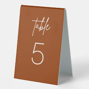 Minimalist Boho Terracotta Wedding Table Numbers