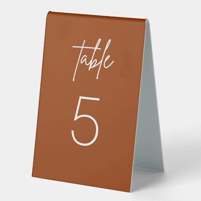 Minimalist Boho Terracotta Wedding Table Numbers (Front)