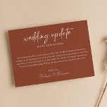 Minimalist Boho Terracotta Wedding Update Downsize Announcement<br><div class="desc">Minimalist Boho Terracotta Wedding Update Downsize Announcement The word 'wedding update' is not editable. Send this announcement card to uninvite your guest to your wedding.</div>